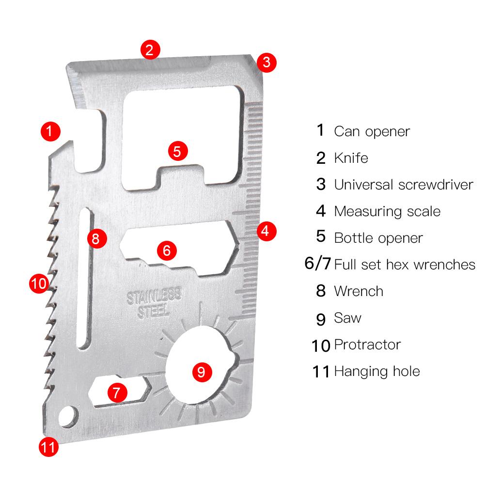 10PCS High Carbon Steel Silver Multifunction Survival Knife Card Camping Tool with Portable