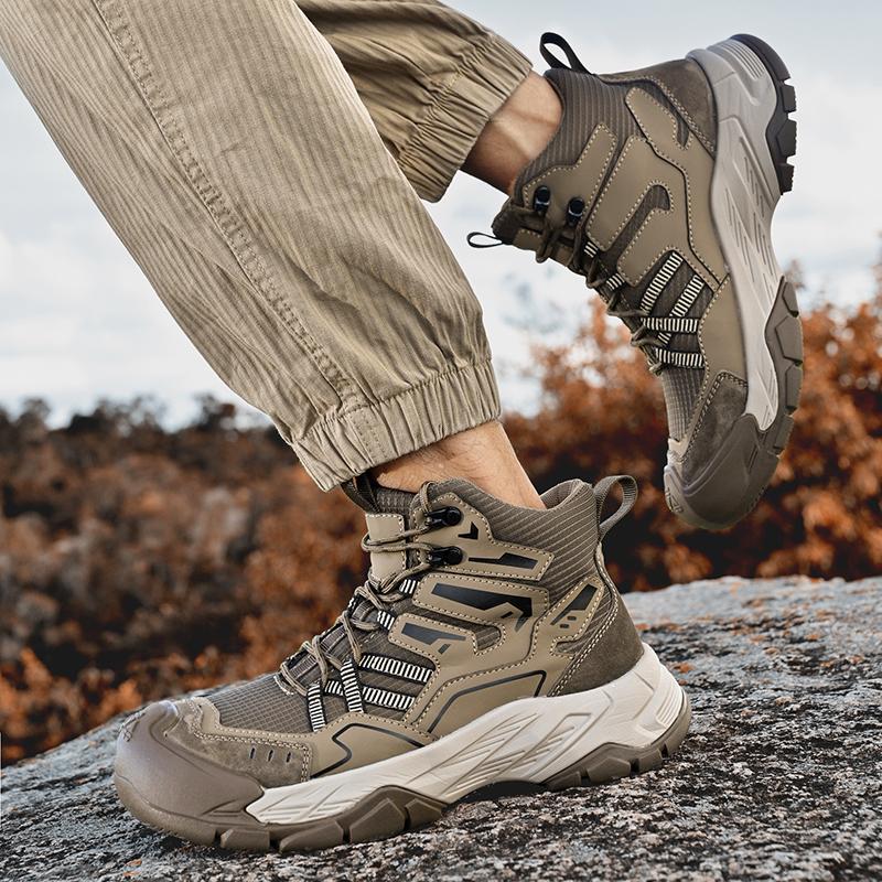 Comfortable Men's Hiking Boots Casual Sneakers Daily Walking Travel Shoes Fashionable Treking Footwear Lightweight Mesh Shoes