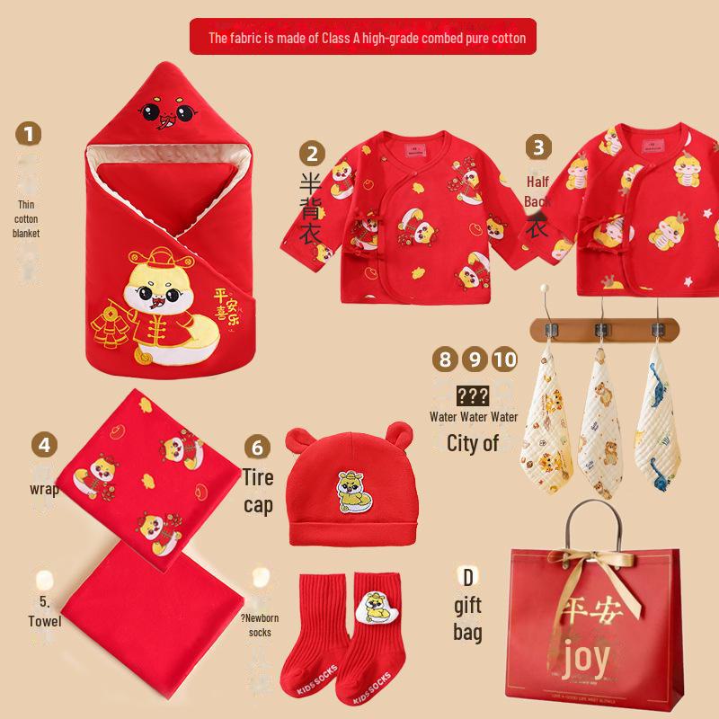 

Комплект необхідних речей для новонароджених з чистої бавовни: Сумка для лікарні з ковдрою та осінньо-зимовим дитячим одягом