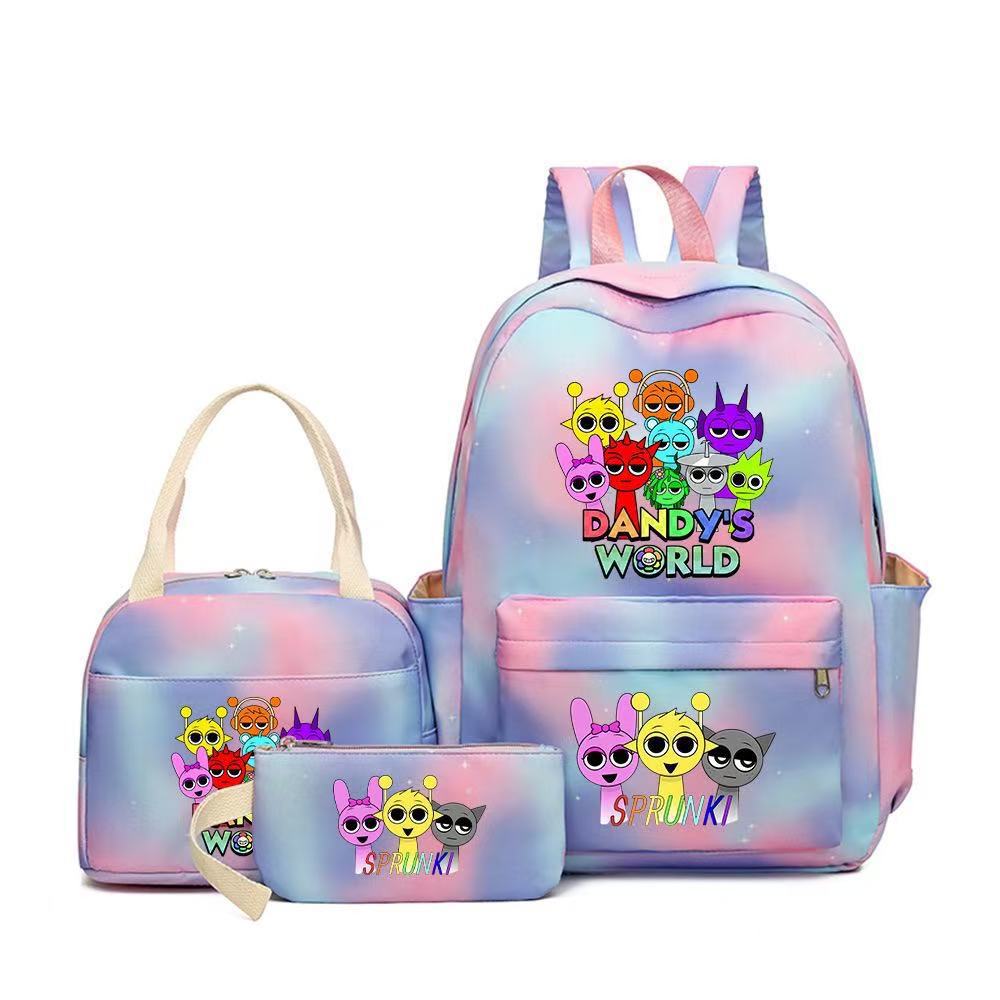 Rhythm zygote student schoolbag children's backpack backpack three-piece set
