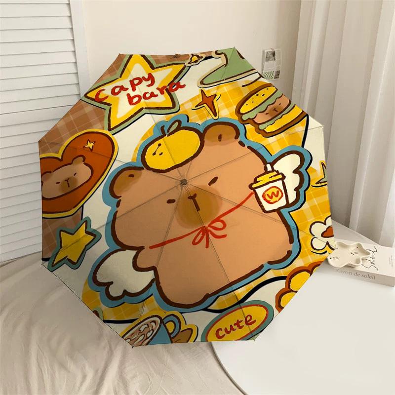 

1PC Capybara Cute Umbrella-8-Rib Reinforced, Automatic Open, Lightweight & Durable, Cute Fashion Accessory for Outdoor-Y0401