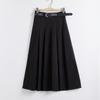 Lizhiqi Women's Woolen A-Line Pleated Midi Skirt - 2024 Winter Collection, High Waist, Slimming Fit