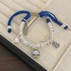 Lucky Braided Bracelet Irregular Beads Silver Beaded Bracelet Vintage Chinese Style Bracelet  Women