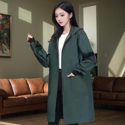 Yousheng Oil-proof Coat with High Color Saturation Design Zippered Hooded Long Sleeve Women Jacket Thermal Insulation Waterproof Outerwear