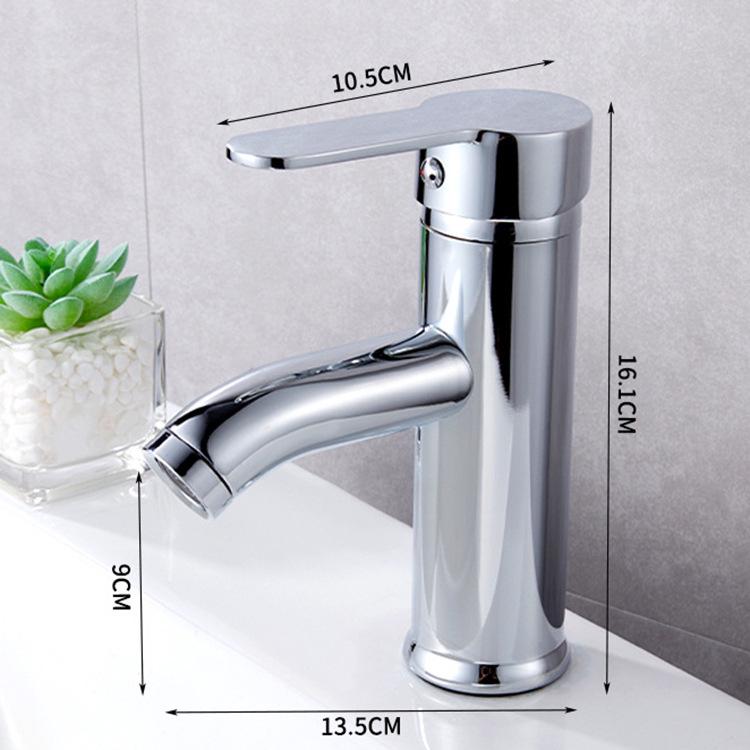 Electroplated Stainless Steel Bathroom Faucet with Bent Spout for Hot and Cold Water