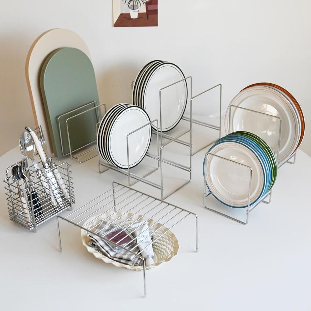All-stainless steel modern spoon holder with 2 compartments