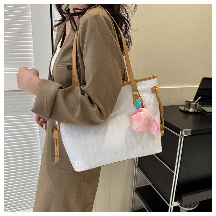 Women's Faux Leather Tote Bag Large Capacity Fashionable Shoulder Crossbody Bag Casual Office Handbag