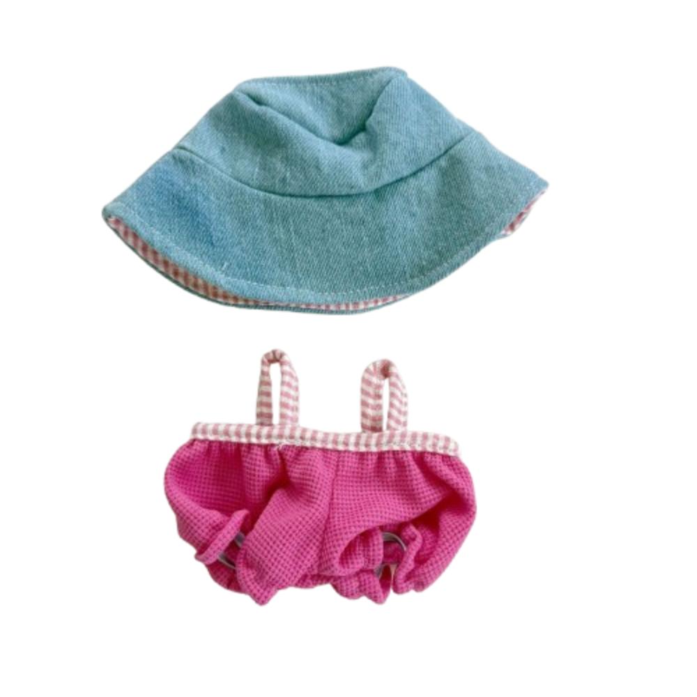 

1 комплект Наряжайся Сидящий Лабубу Время Ткань Ковбойская шляпа 17см Плюшевые Куклы Одежда Детский Подарок розы красного