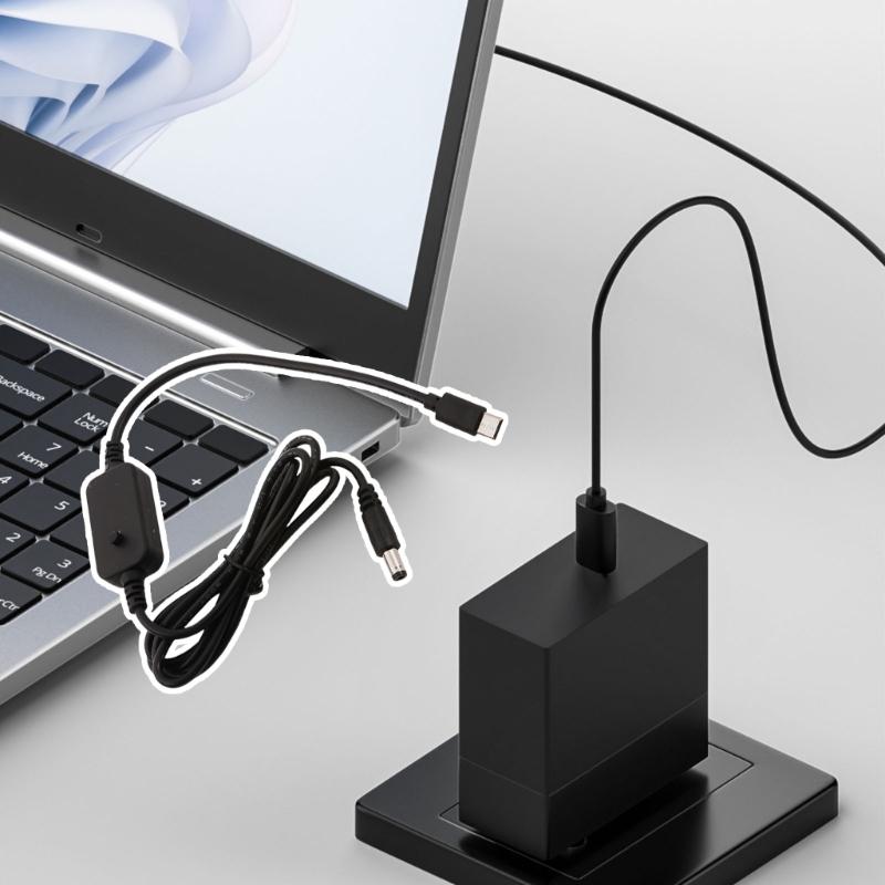 Adjustable Output USB C To  5.5x2.1mm Cable with 8 Connectors LED Display 5V 9V 12V 15V 20V for Electronics Charging