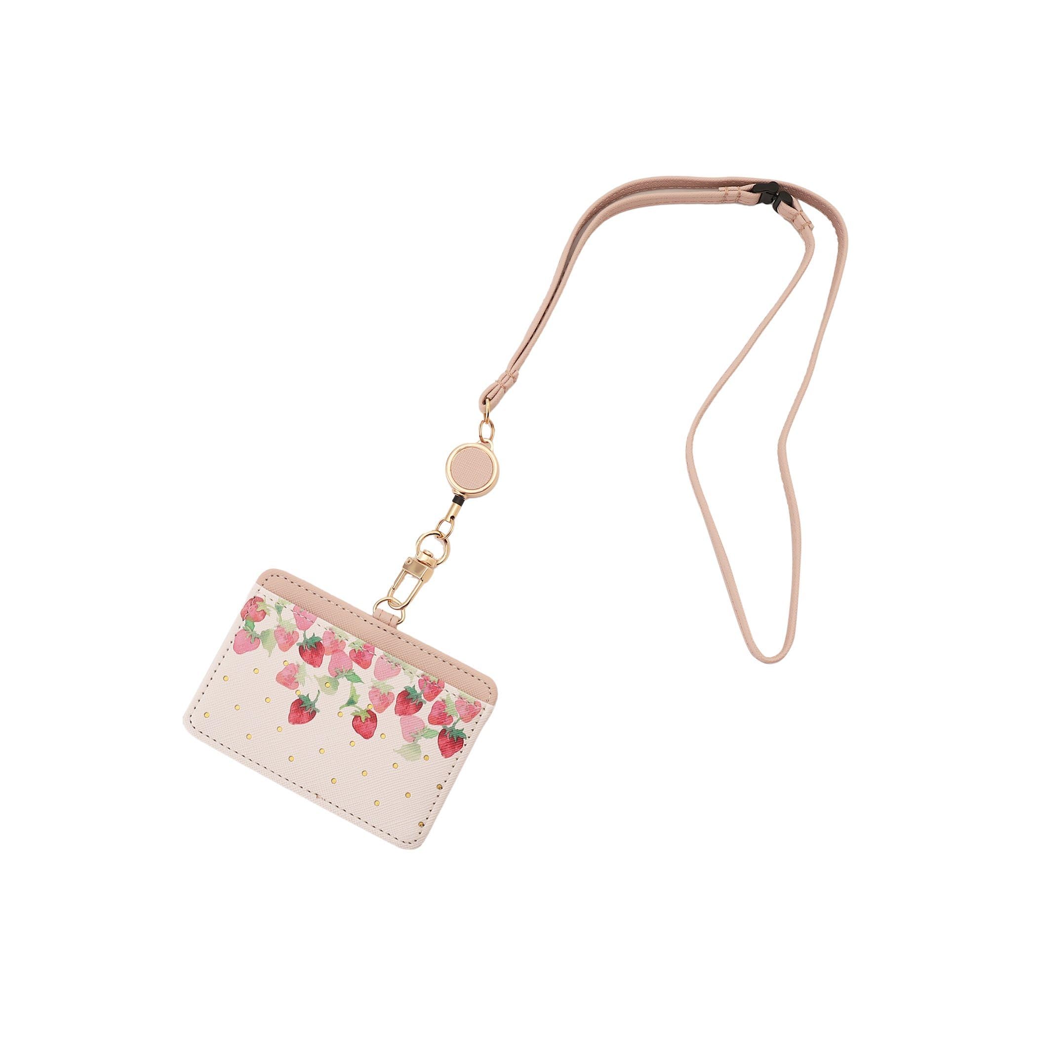 Afternoon Tea Living JS21 Strawberry ID Case with Cord Reel, White