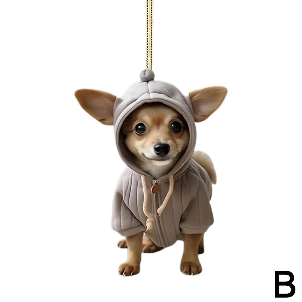 2D Acrylic Automobile Cute Puppy Cat Duck Pendant Funny Fashion Animal Shaped Rearview Car Mirror Hanging Keychain Ornament