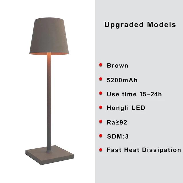 5200mAh New Hotel Cordless Usb Rechargeable Table Lamp Poldina Touch Switch Table Lamp for Bedroom Hotel Living Room Restaurant