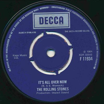 7inch Record ROLLING STONES - It's All Over Now F11934 Decca 1968 UK Rock Used