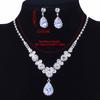 Luxury Teardrop Zircon Pendant Necklace Earrings Set Elegant Exquisite Crystal Necklaces Women Bride Bridesmaid Wedding Jewelry