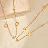 316L Stainless Steel Zirconia Heart Flower Chain Necklace, Women's Thin Link Clavicle Chain Choker,  Fashion Temperament Jewelry