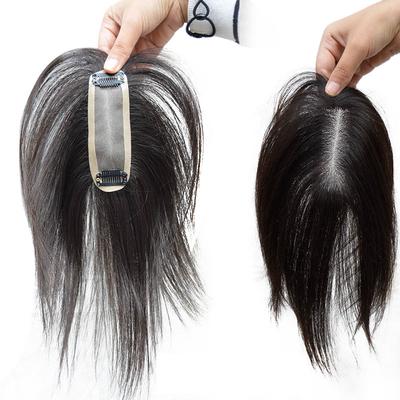 10x5cm Human Hair Clip In Topper Women Hairpiece Toupee Piece Air