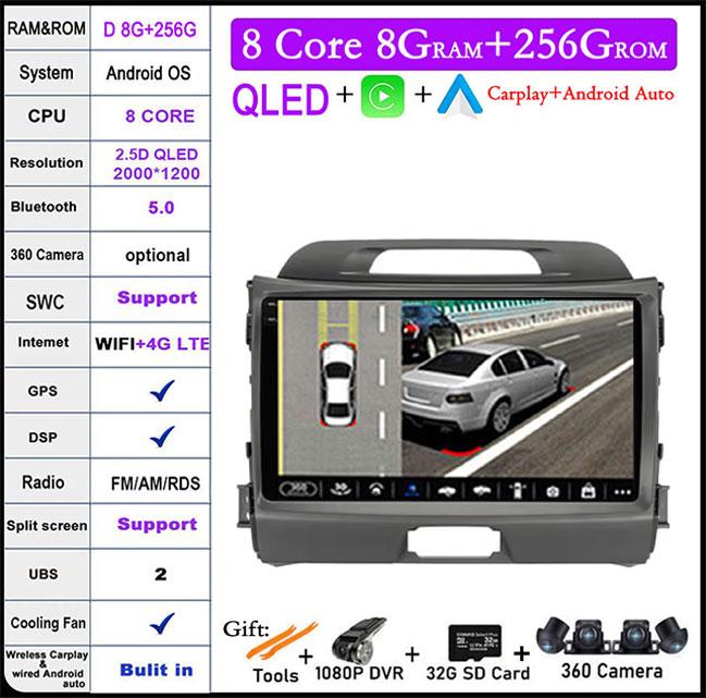 Android 14 For KIA Sportage 3 2010 2011 2012 2013 2014 2015 2016  9" Autoradio Car Radio Multimedia Player Navigation Video GPS