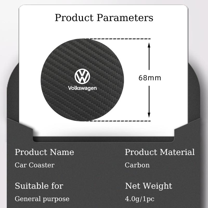 LMN1 2PCS Car Coasters Insert Cup Holder Coaster Key For Volkswagen VW Polo Golf 6 7 8 MK5 MK7 Jetta Passat Tiguan Touran Bora T-ROC