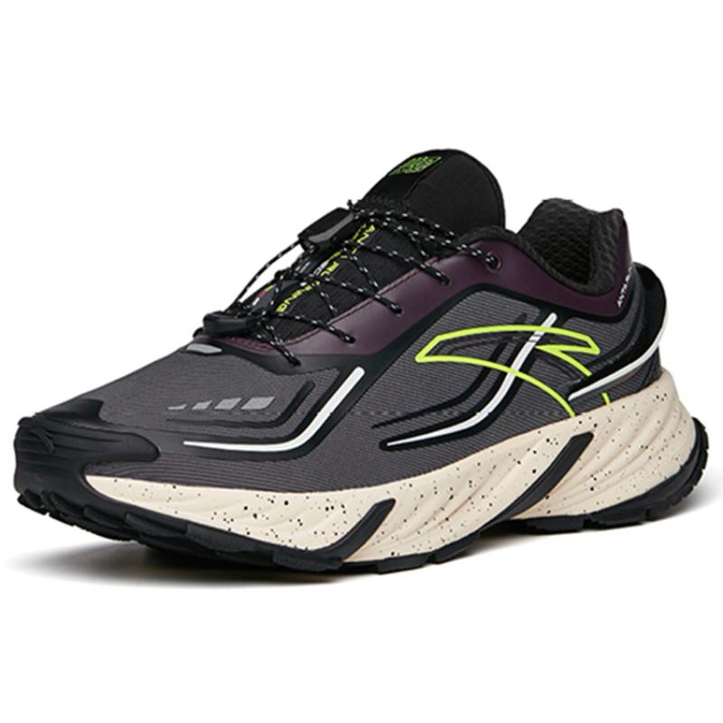 Anta Cushioned Slip-Resistant Abrasion-Resistant Low-Top Running Shoes Men's Gray Black Purple Sneakers 112145525-3