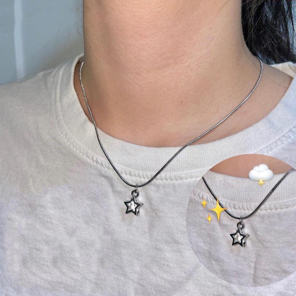Fünfzackiger Stern Halskette Handgefertigter Anhänger Halsketten Punk Choker Kette Mode Halsband Geschenk für Teenager Mädchen Jungen