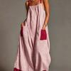 Europäischer Stil Gestreiftes High-End Spaghettiträger Maxikleid Sommer Elegant Urlaub Damenbekleidung
