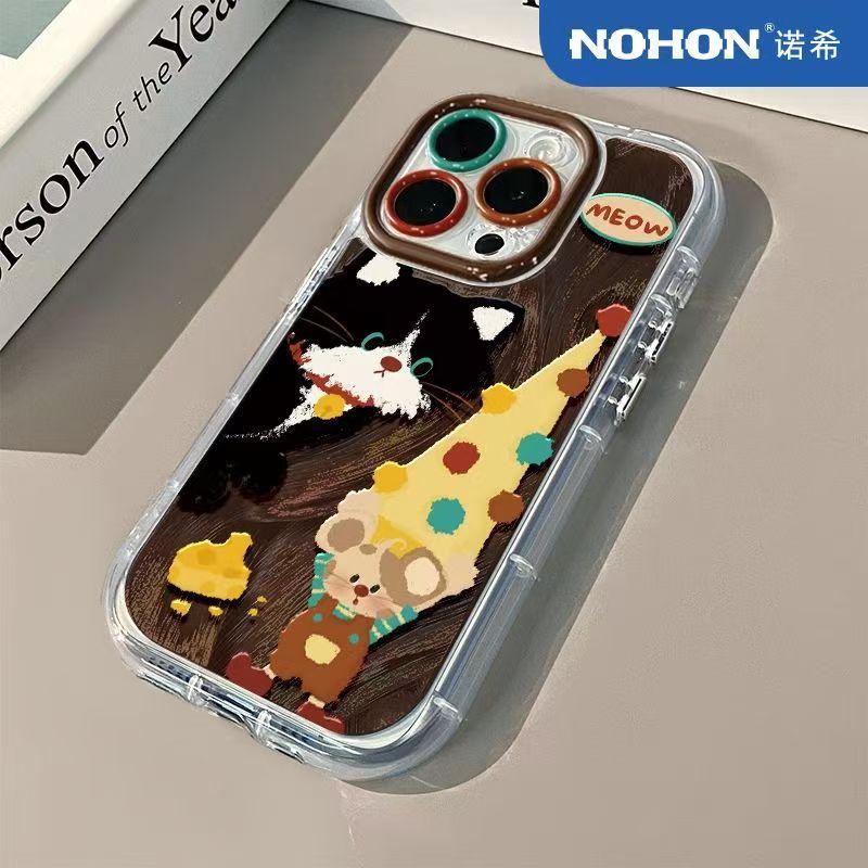 

Black Cat Mouse Case for Apple 16/15/14 Huawei Honor Xiaomi Phone Case 13 Pro Max Full Protection Anti-drop Xiaomi15PRO