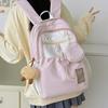 Girls Backpack School Backpack with Campus ID Window Drawstring Front Pocket Schoolbag with Removable Mini Pouch for Travel Street College