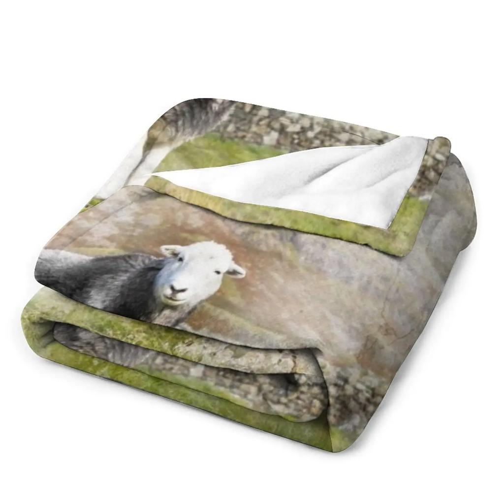 Herdwick Sheep Landscape Watercolour Photograph Throw Blanket Bed covers Shaggy Blanket Bed Fashionable Blanket