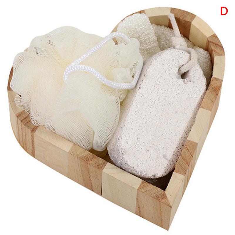 1 sada Spa Dárková krabička ve tvaru srdce Sada na čištění pokožky Koupel Lázeňský dárek pro ženy Květinová sada do koupele Sisal Rukavice na mytí zad Masážní přístroj