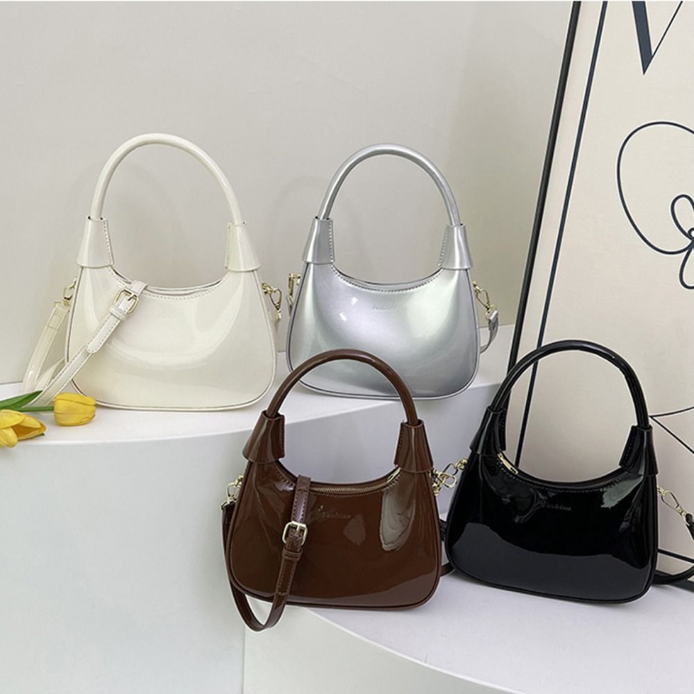 Solid Color French Underarm Bag Elegant Texture Handbag Storage Bag PU Hobo Bag  Daily