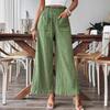 Women's Fashion Casual Solid Color Print High Waist Trousers Pants & Capris
