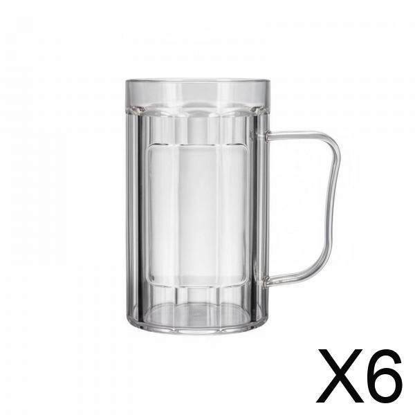 3 Pieces Acrylic Beer Mug Stein Cup Break Resistant PET with Glass Like And Ergonomic