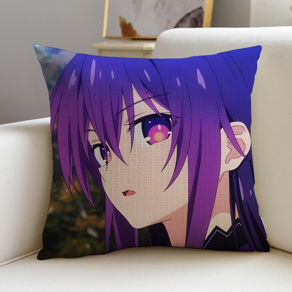Fantasy DDATE A LIVES Cushion Cover Breathable and skinfriendly linen pillowcase square removable and washable cushion