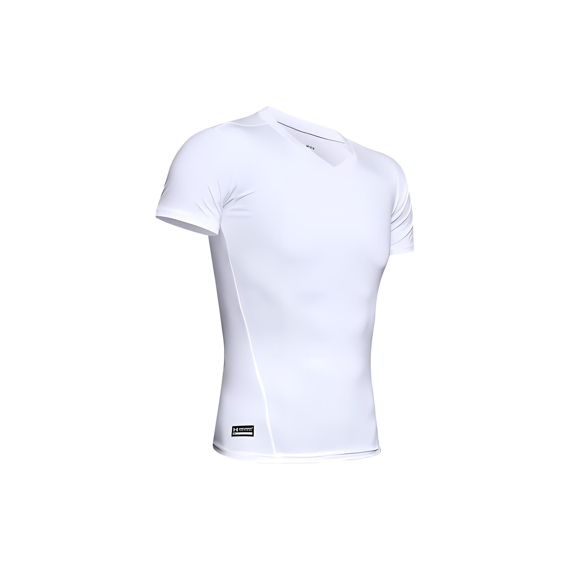 Under Armour HeatGear Tactical HeatGear® Compression V Neck T Shirt T Shirt Men s White 1216010-100 SM