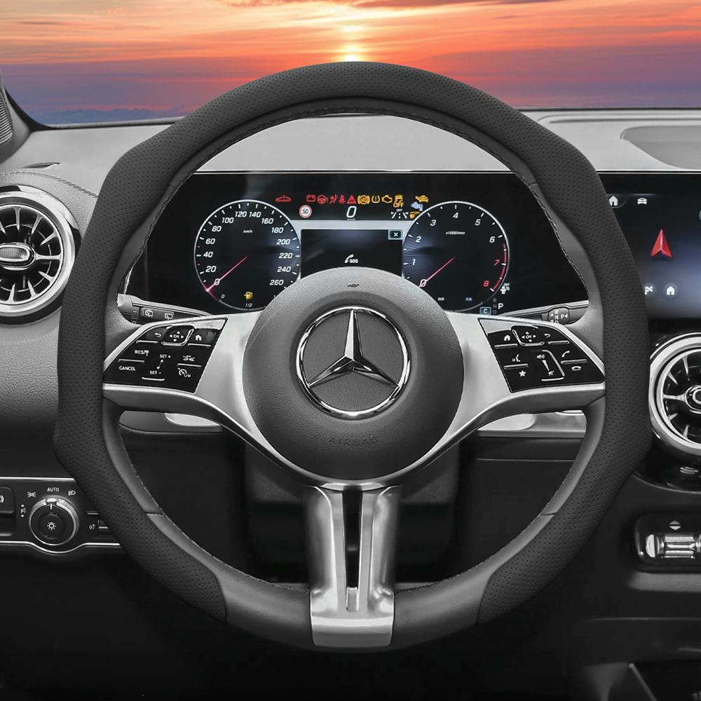 

Подходит для Mercedes-Benz, Чехол на руль из перфорированной кожи, Нескользящий, Впитывающий пот, Дышащий, Интегрированный защитный чехол V g S a E C Cla