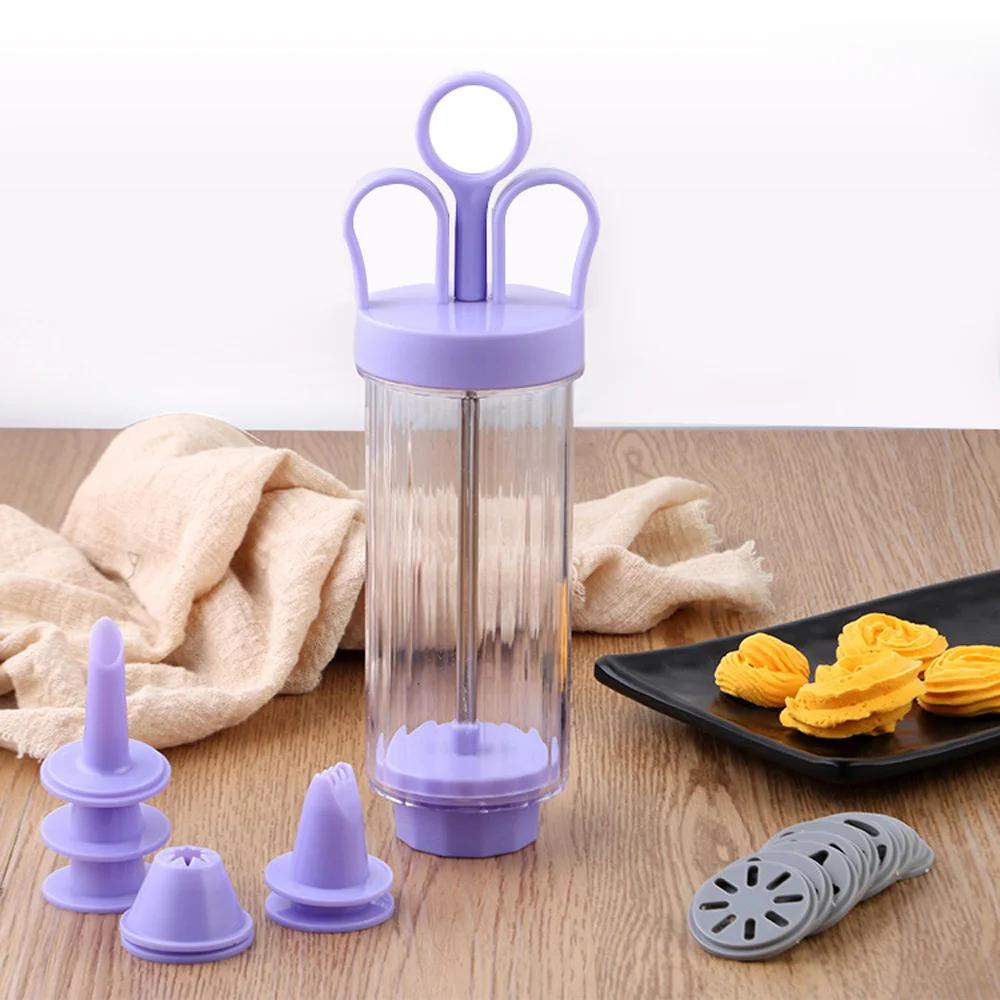 1 Set Cream Cookie Press Maker DIY Biscuit Syringe Mould Baking Icing Piping Cream Cake Tool Set Squeezing Gun Kitchen Bakeware