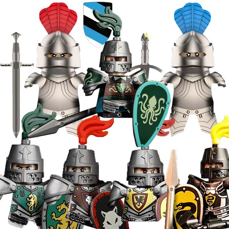 Medieval Military Noble Knights Building Blocks Figures Accessories Helmet Armor Shield Sword MOC Bricks Toys Friends Gifts