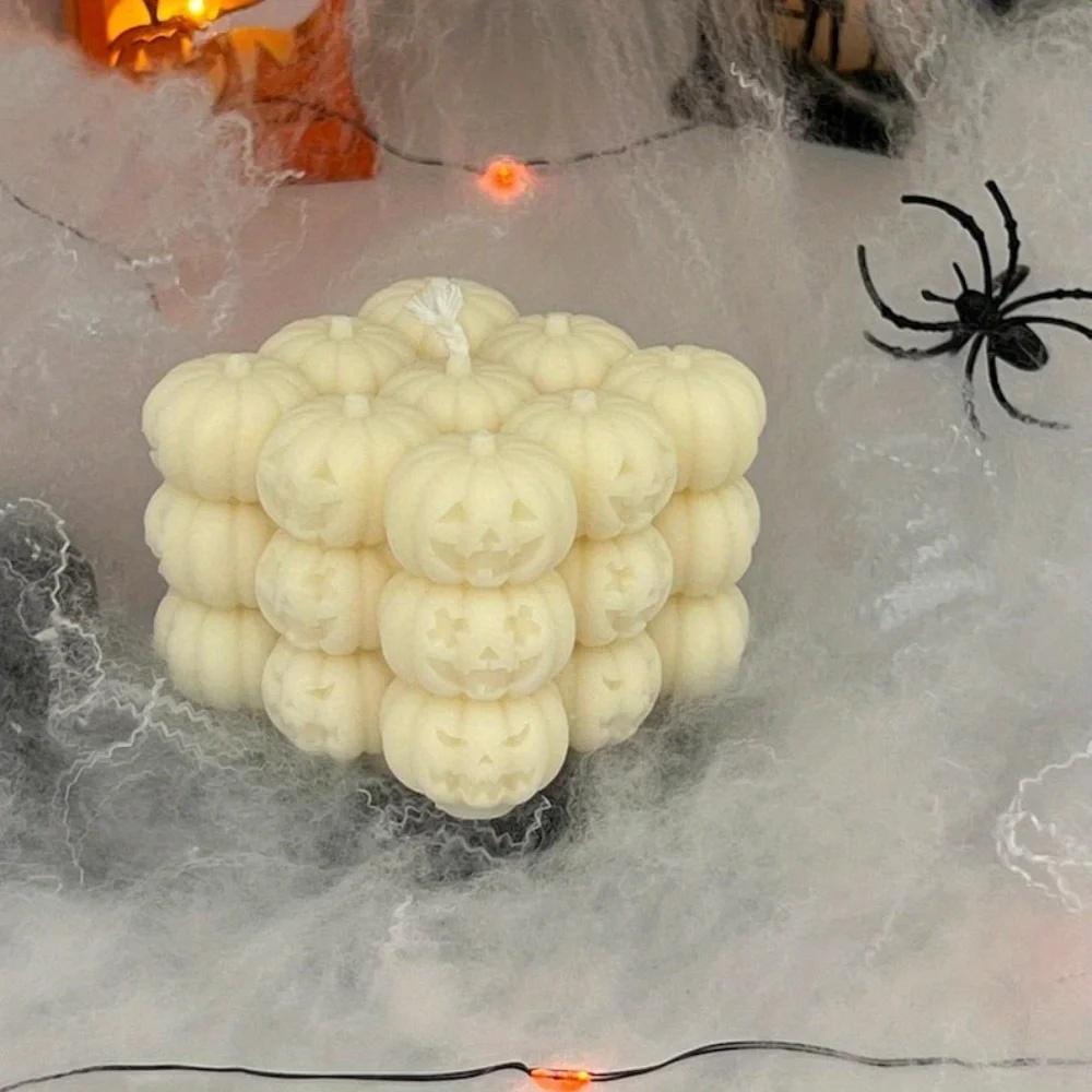 Silicone Candle Mold Reusable Halloween Candle Mold 3d Pumpkin Resin Mould Silicone Pumpkin Cube Candle Mold For Gifts Home Art
