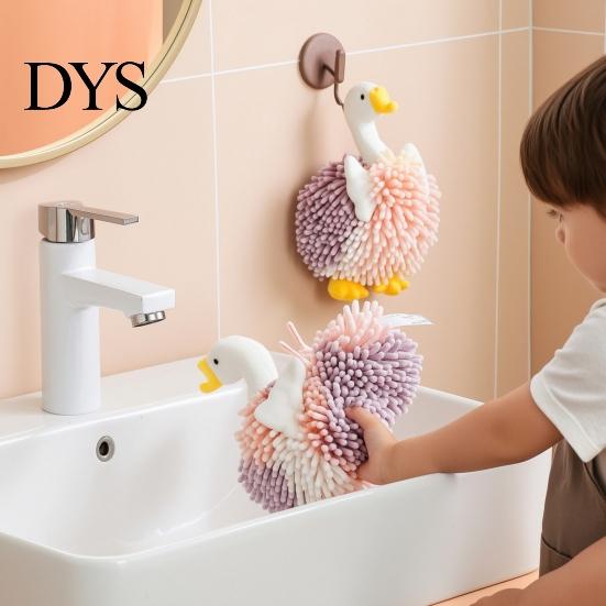 Kitchen And Bathroom Hand Towels Chenille Goose Towel, Soft Cute Fuzzy Hanging Towel for Absorbent Ball Kids Room Lovely Swan Design