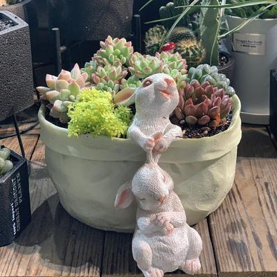 Cute Rabbit Animal Shaped Cartoon Planter Pots Stylish Indoor And Outdoor For Small Spaces Decorative Flower Pot Garden Balcony