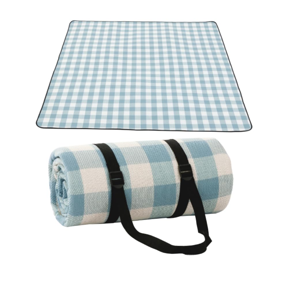 ewinstore Thick 4mm Leisure Large Size Picnic Mat for with Storage Perfect for Tent Camping Outdoor Cherry Blossom Beach Blue Sheet, Stylish,