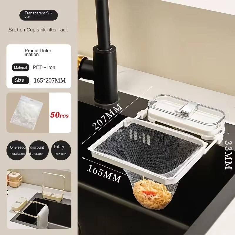 Kitchen Sink Filter Rack Foldable Sink Strainer Mesh Bag Stand Waste Garbage Net Shelf Disposable Garbage Mesh Bag Kitchen Gadge