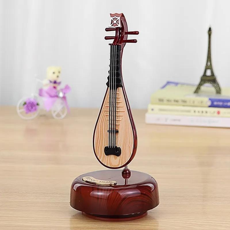 8 Inchi Violin Guitar Music Box Wind-Up Musical Instrument - Melody Playing Stringed Accessory for Birthday Festival Gift