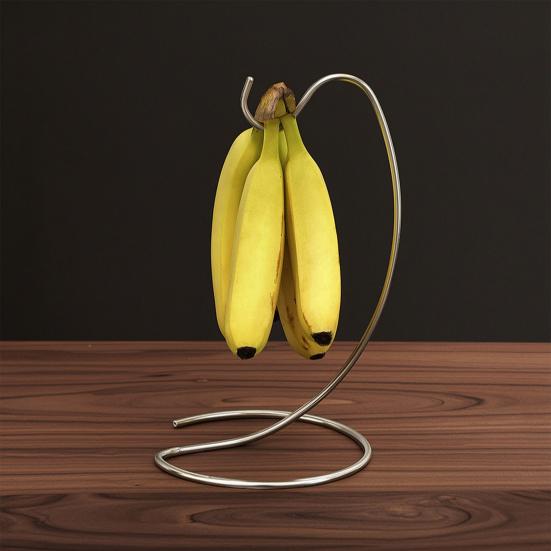 Banana Hanger, Stainless Steel with Hook Fruit Stand, Keep Bananas Free Longer, Space-Saving Rack for Kitchen Countertop