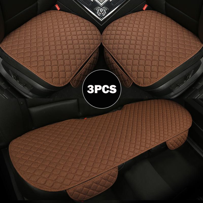 Husă scaun auto din in față, spate, țesătură de in, pernă de dimensiuni mari, covoraș de protecție respirabil, stil auto interior, camion SUV