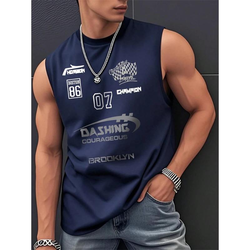 Summer Men's Round-neck Vest Is A Simple, 23-letter Printed Street Fashion Casual Wear That Is Breathable