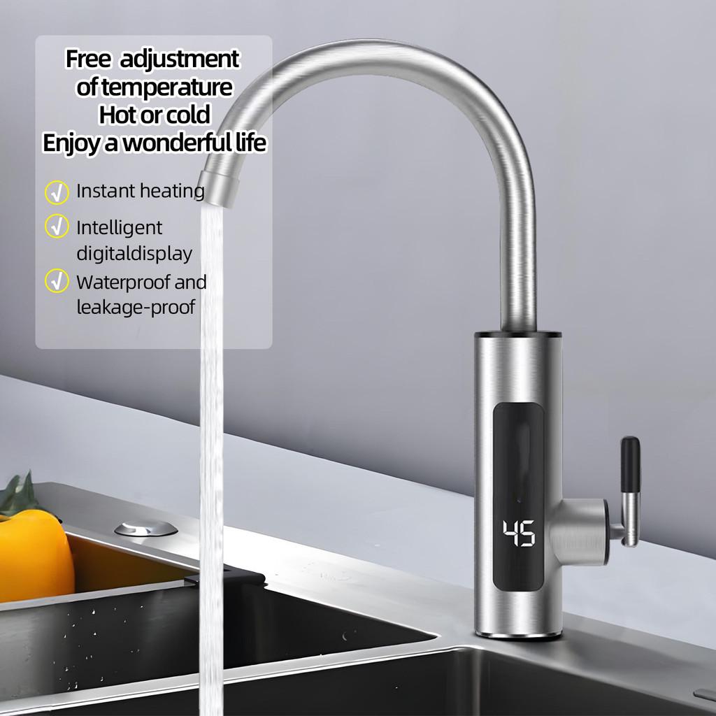 New Stainless Steel Electric Faucet Instant Heating Kitchen Dish Washing Hot And Cold Dual-use Intelligent Digital Water Heater
