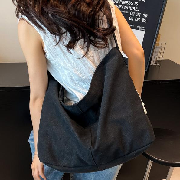 Lightweight Fashion Bag Women's 2025 Summer New Foreign Style Leisure Large Capacity Tote Bag Canvas Commuter Bag