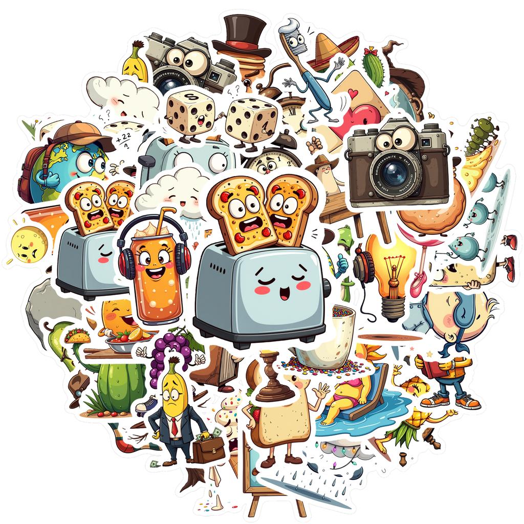 35pcs-70pcs Cartoon Cartoon Characters Decals Cute Objects Graffiti Decals Funny Stickers For Notebook Luggage Mobile Phone