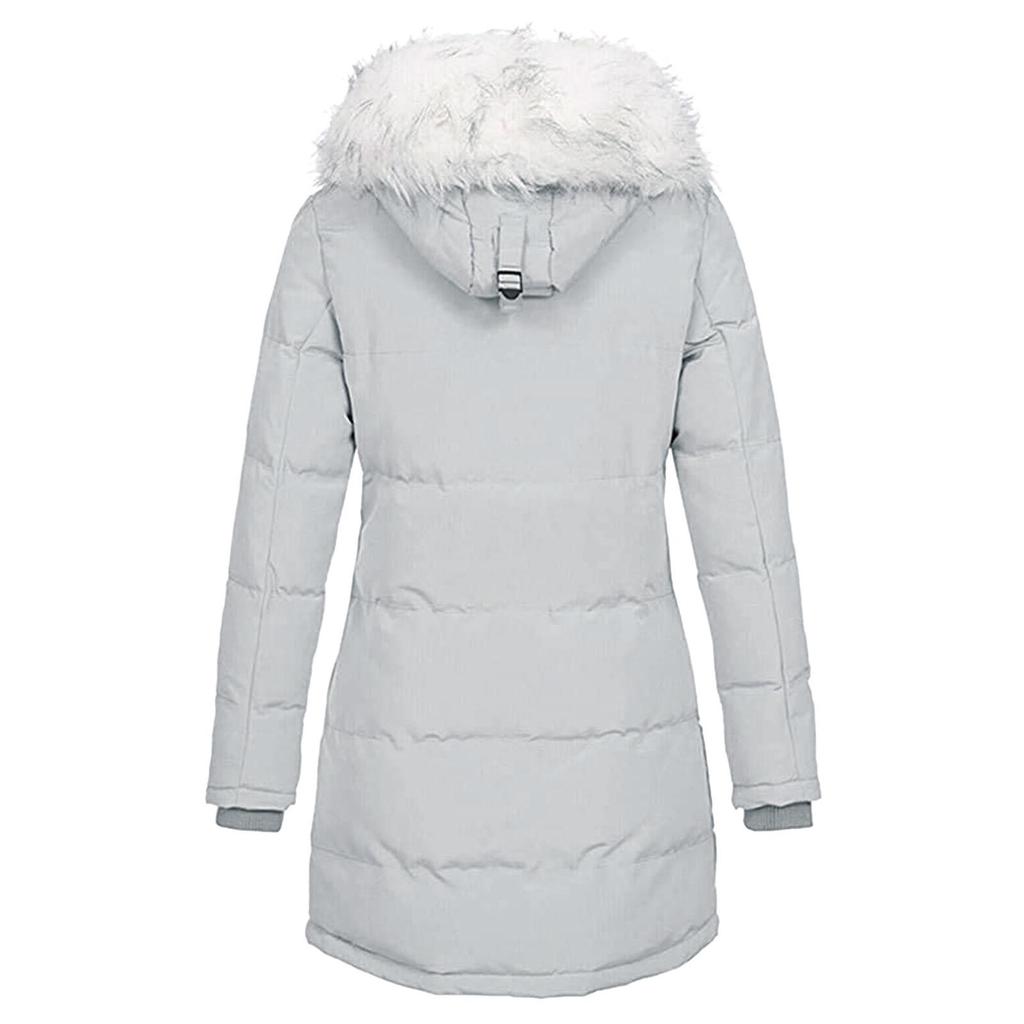 Women's Hooded Slim Fit Cotton Coat - European & American Style, Mid-Length, Solid Color, Warm Outerwear for Autumn & Winter
